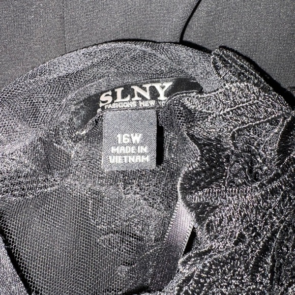 Sheer Black Lace neck line Bohemian Gown Knee Length Size 16W Holiday - Picture 6 of 11